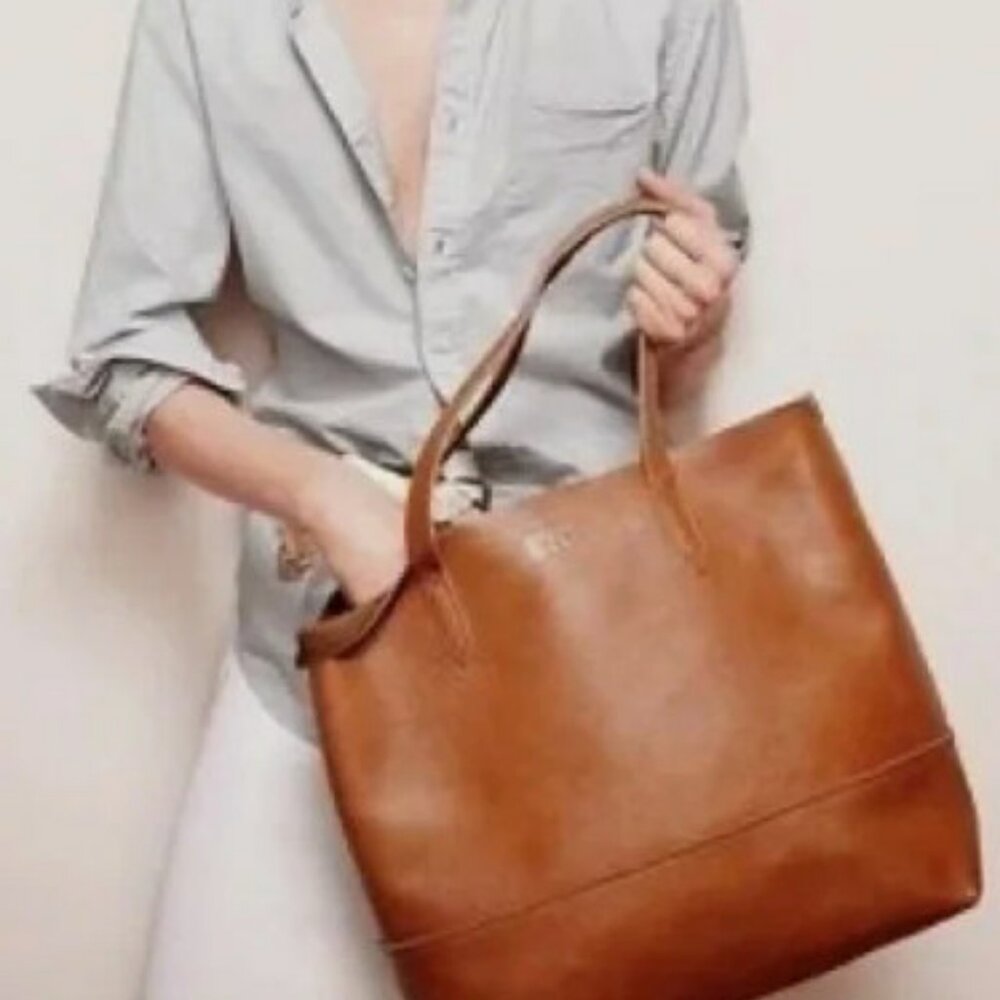 J. Crew Brown leather tote purse carry all tote